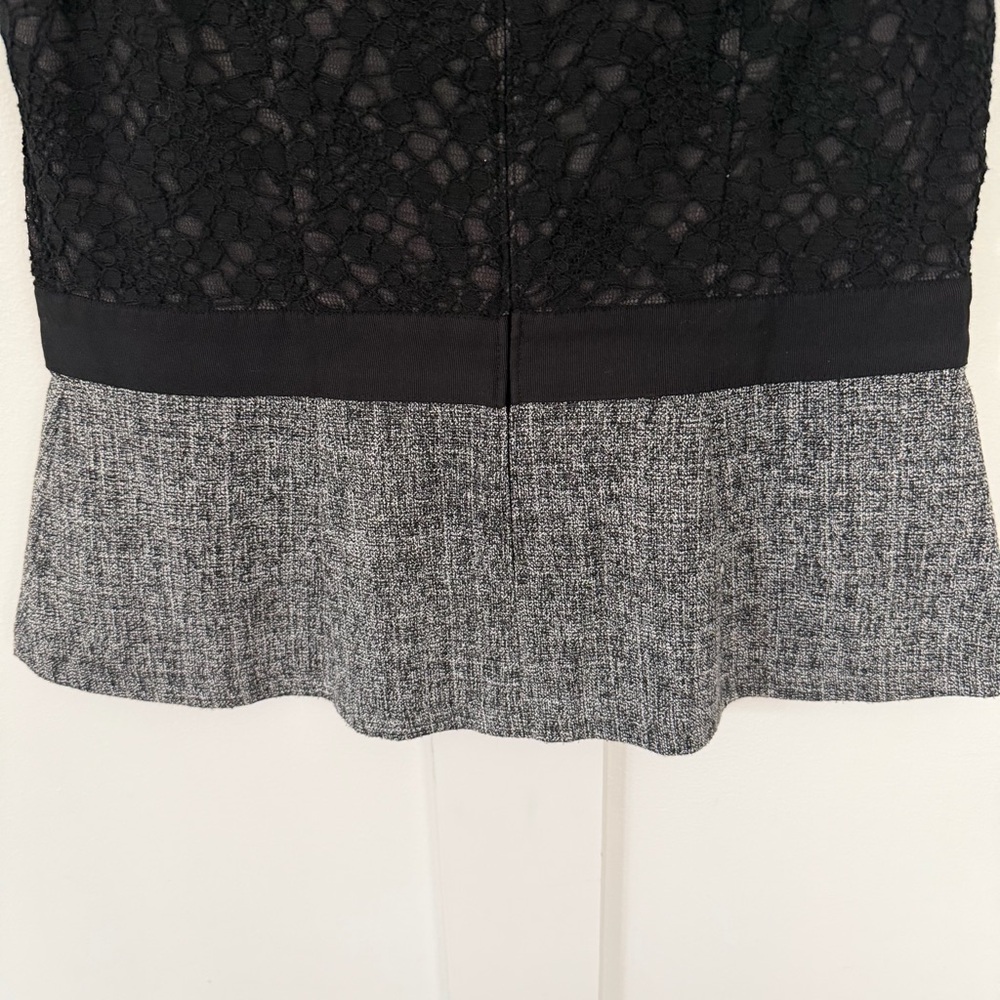 Ann Taylor Women's Top Sleeveless Lace Tweed Peplum Preppy‎ Black Gray Size 6 - Picture 6 of 8